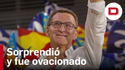 El espontáneo que sorprendió a Feijóo y acabó siendo ovacionado en un mitin del PP en Alicante