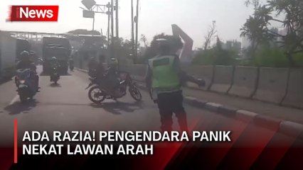 Panik Ada Razia Patuh Jaya di  Daan Mogot, Pengendara Nekat Lawan Arah