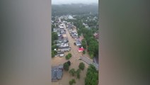 Vermont: US town submerged by catastrophic flooding captured in drone footage