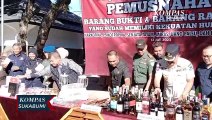 Pemusnahan Milyaran Uang Palsu Dan Ribuan Botol Miras