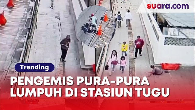 Terkuak! Pengemis Pura-Pura Lumpuh Padahal Bisa Lari Ngacir Ketahuan CCTV