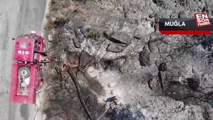 Muğla'da yangından zarar gören alanlar havadan görüntülendi