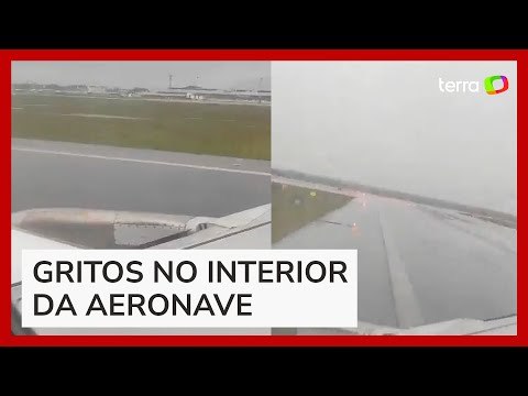 Passageiro registra o momento em que avião derrapa durante pouso em Florianópolis