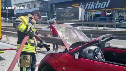 Hareketli anlar! Bugün aldığı otomobili alev alev yandı