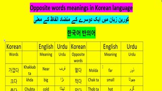 Korean class-18 | Opposite words in Korean | language info4