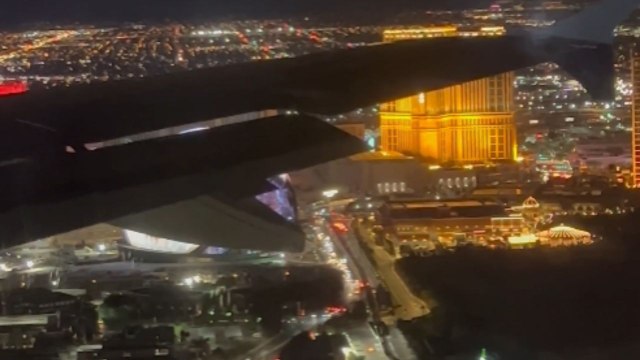 Aerial View of the MSG Sphere transformed into an eyeball at Venetian in Las Vegas