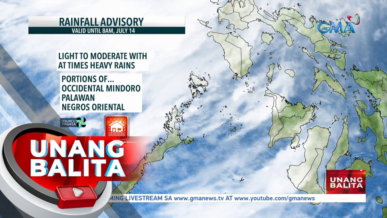 Rainfall advisory, nakataas ngayon sa Occidental Mindoro, Palawan at ...