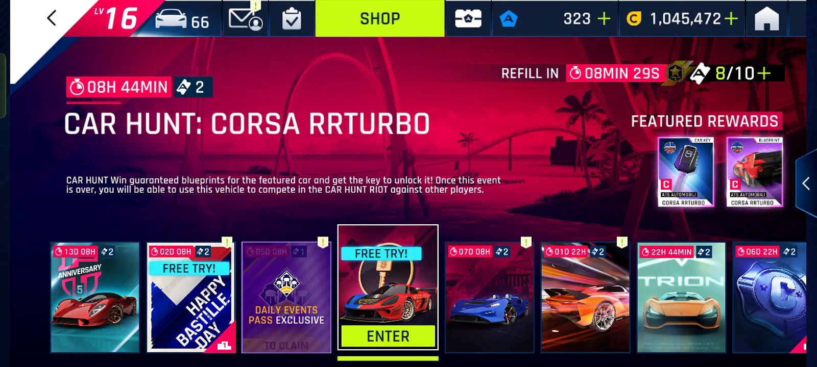 Asphalt Legend: Car Hunt Corsa RRTurbo - DS E-Tense