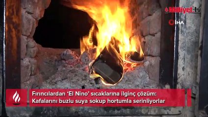 Kafalarını buzlu suya sokup hortumla