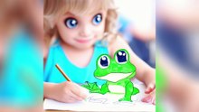 Enfants dessinant une grenouille ♫ Children (kids) drawing a frog