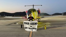 Activistas de Futuro Vegetal irrumpen en el Aeropuerto de Ibiza y rocían de pintura un jet privado
