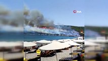 İzmir'de makilik alan yangına havadan ve karadan müdahale