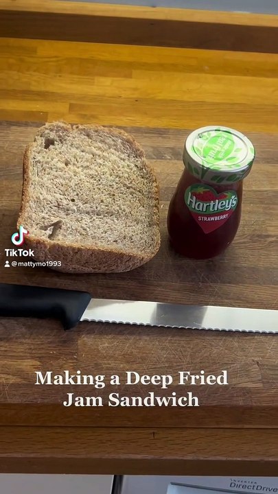 Deep fried jam sandwich