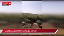 Milas Bodrum Havlimanı yakınlarında çıkan yangın iki mahalleyi tehdit ediyor