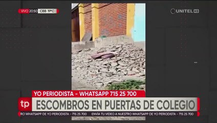 Escombros fueron dejados en puertas de una unidad educativa impidiendo el paso peatonal