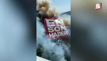 Milas-Bodrum Havalimanı yolunda çıkan yangın havadan görüntülendi