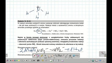 ZADANIE 14 CKE 2021 CZERWIEC REDOX_ Cu+NH4^(+)+NO3^(−)→Cu^(2+)+NO2^(−)+H2O+NH3. #chemia #chemistry