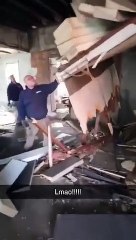 Racoon Surprises Demolition Crew