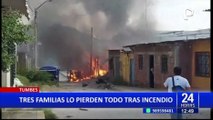 Tumbes: cámaras captan gran incendio que se habría originado por fuga de un balón de gas