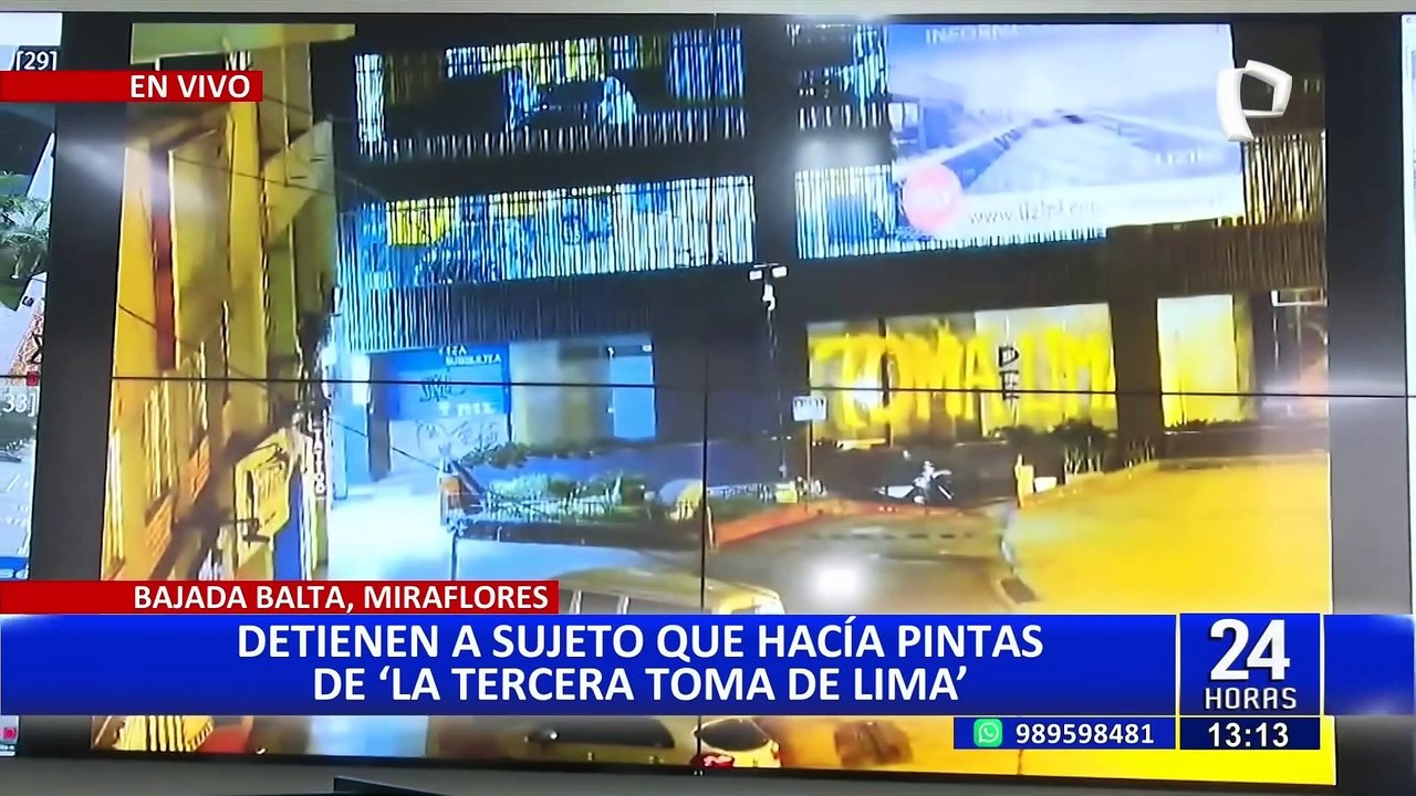 Miraflores: Detienen a sujeto por hacer pintas alusivas a la tercera "toma de Lima"