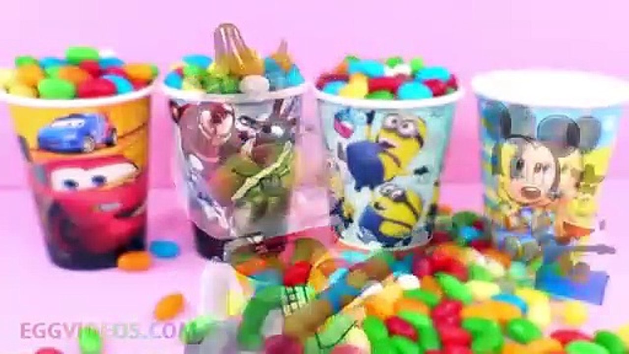 Jelly Beans Mickey Mouse Minions Surprise Cups with Toys Superman Peppa Pig Zootopia Egg Blind Bag
