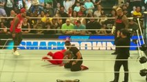 Roman Reigns delivers a Low Blow to Jey Uso during WWE Smackdown 7/7/23