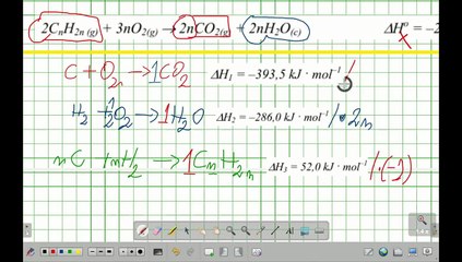 AM 2009 !ENTALPIA! REAKCJA SPALANIA PEWNEGO ALKENU... 2CnH2n+3nO2 2nCO2+2nH2O. #chemia #chemistry