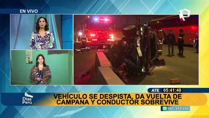 Ate: Moderno vehículo terminó volcado en la Panamericana Sur