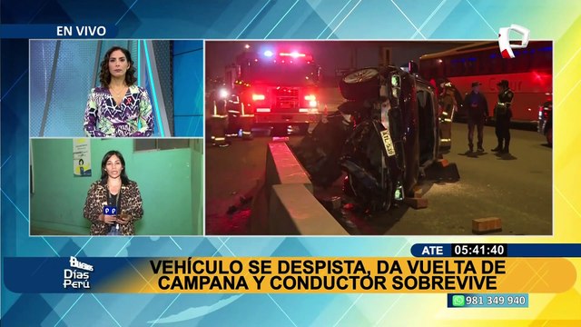 Ate: Moderno vehículo terminó volcado en la Panamericana Sur