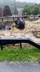 Car Is Submerged In Vermont Flooding