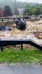 Car Is Submerged In Vermont Flooding