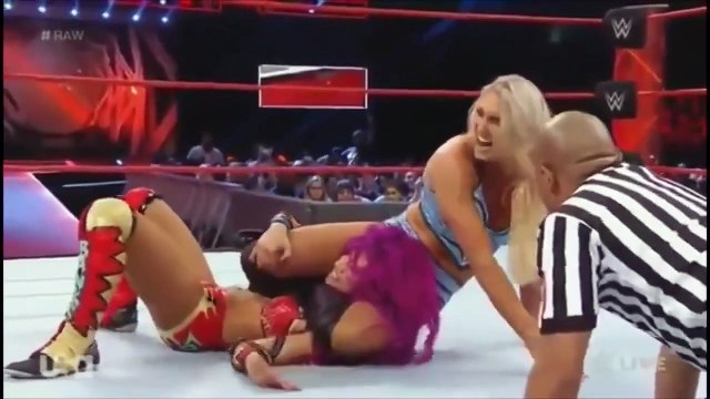 Sasha Banks Vs Charlotte (Bayley on Commentary)