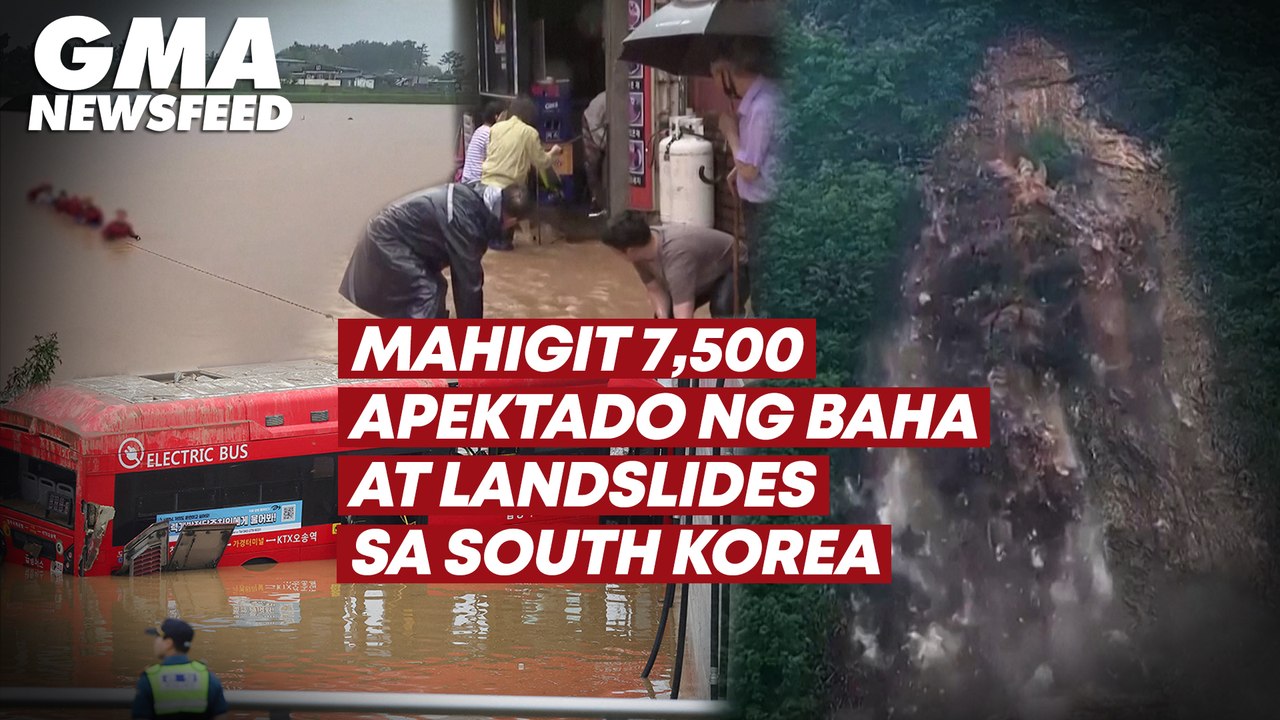 Mahigit 7,500 apektado ng baha at landslides sa South Korea | GMA News Feed