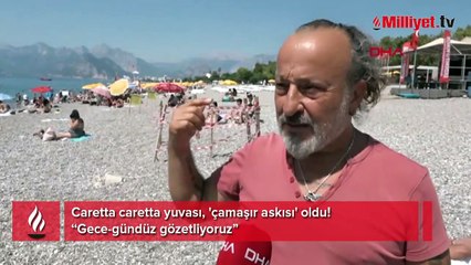 Caretta caretta yuvası, 'çamaşır askısı' oldu! 'Gece-gündüz gözetliyoruz'