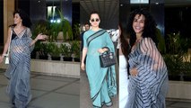 Taapsee Pannu Saree पर Boots Look Viral, Fans ने कहा Kangana Ranaut की Copy | Boldsky