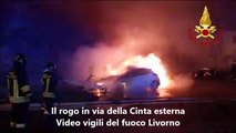 Incendio in via della Cinta esterna a Livorno (video vigili del fuoco)