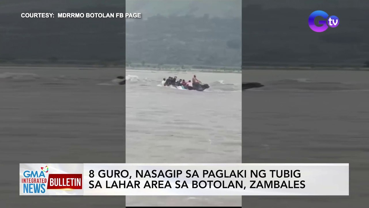 8 guro, nasagip sa paglaki ng tubig sa lahar area sa Botolan, Zambales | GMA Integrated News Bulletin