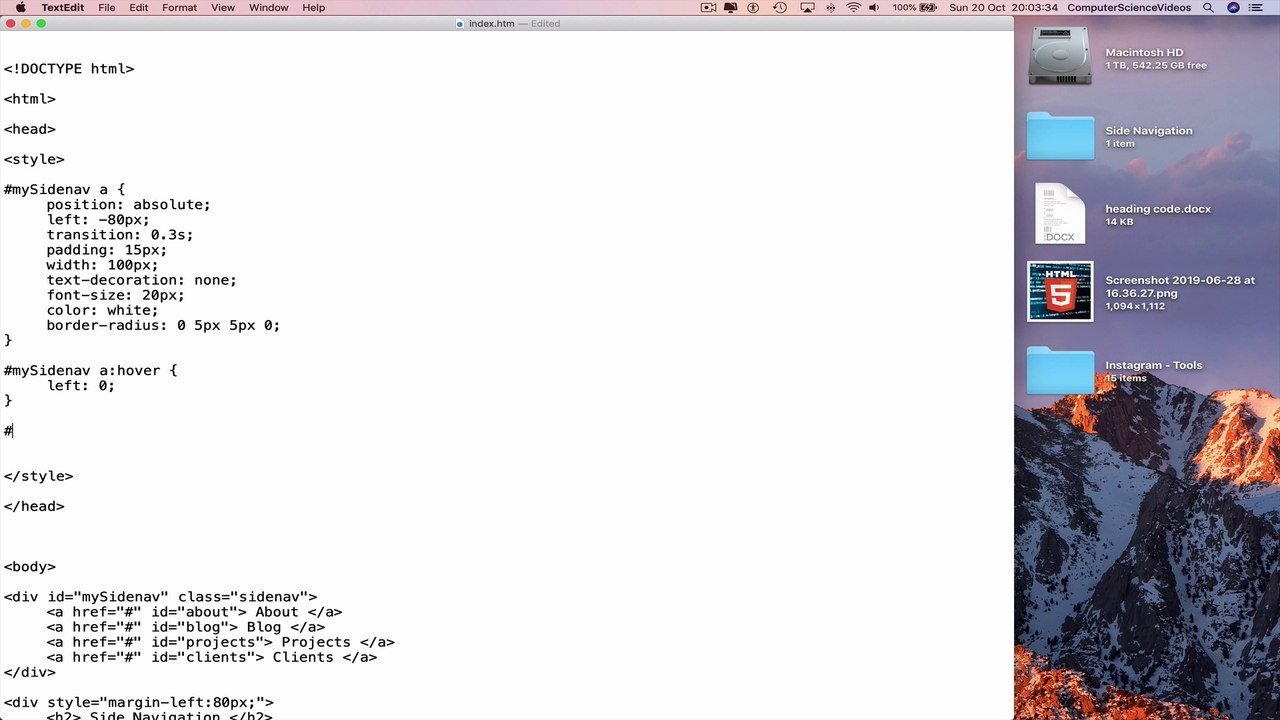 How to CODE a Hoverable Side Navigation Menu Using HTML5 & CSS3 | New