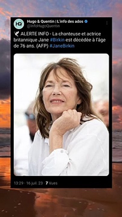 La chanteuse et actrice britannique Jane Birkin est décédée à l’âge de 76 ans