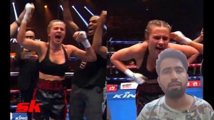 Inside Daniella Hemsley's X- rated dressing room celebration after OnlyFans boxer flashes crowd