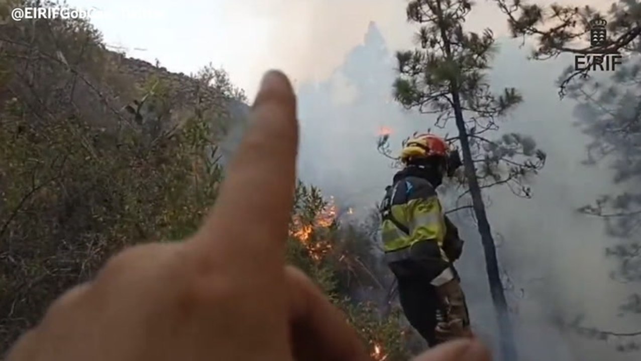 La Palma fire services describe how they plan to control wildfires as blaze rages in background