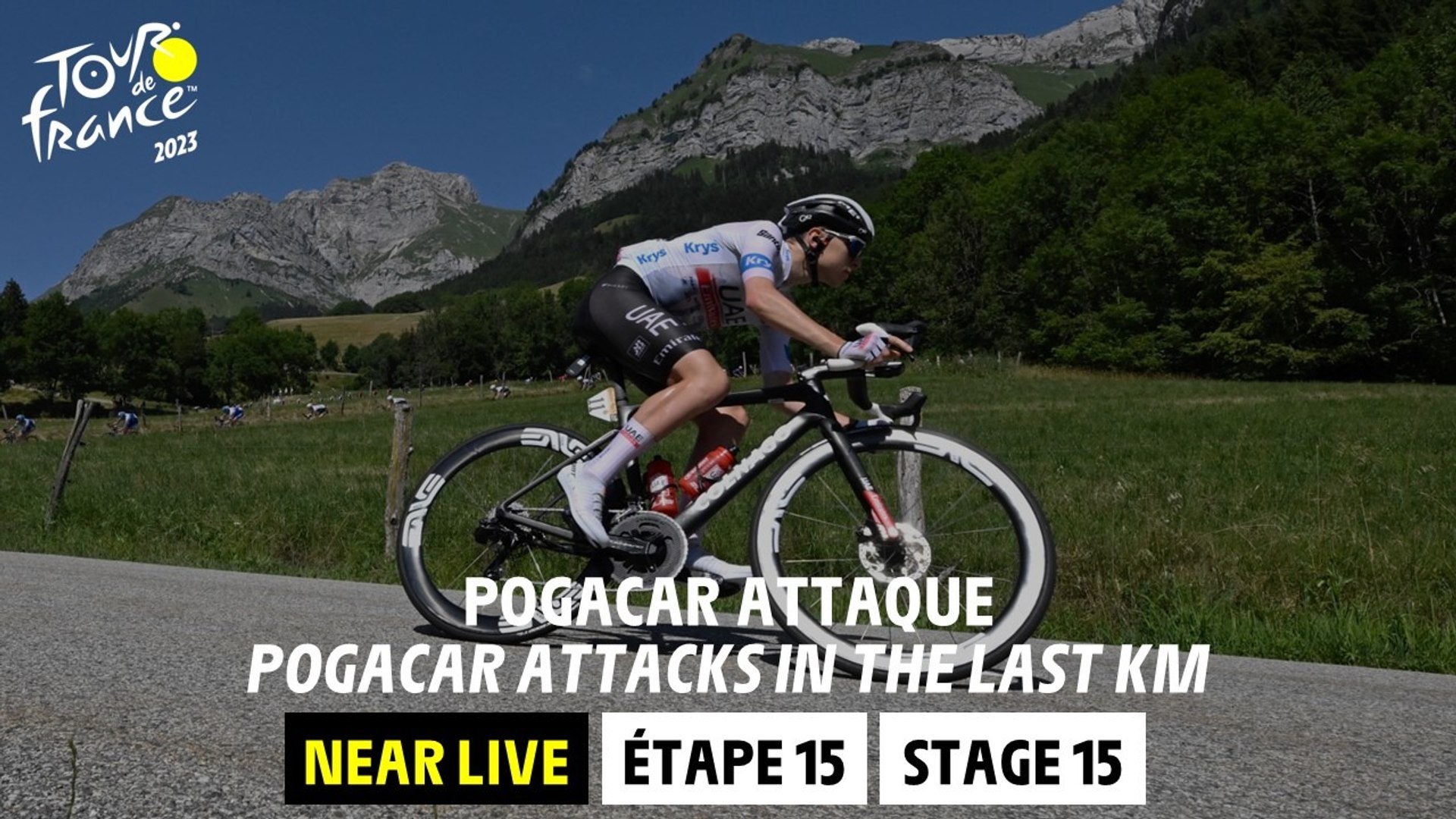 Pogacar attacks in the last km Stage 15 Tour de France 2023