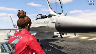 GTA5- The fighter jet is back, sit on it, fly away at supersonic speed, game, shooting game.