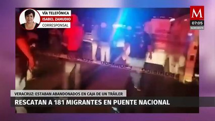 En Veracruz rescatan a 181 migrantes abandonados en una caja de tráiler.