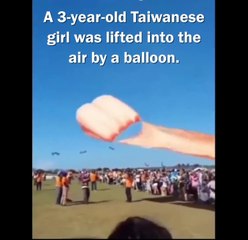 Little Girl Lifted High into the Air by a Kite