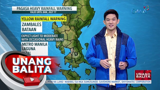 Yellow rainfall warning, nakataas ngayon sa ilang bahagi ng Central Luzon; Pag-uulan, epekto pa rin ng hanging Habagat na pinalalakas ng Severe Tropical Storm Talim - Weather update today as of 7:11 a.m. (July 17, 2023)| UB