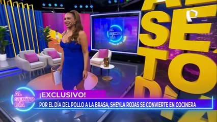 Sheyla Rojas se convierte en cocinera por el Día del Pollo a la Brasa