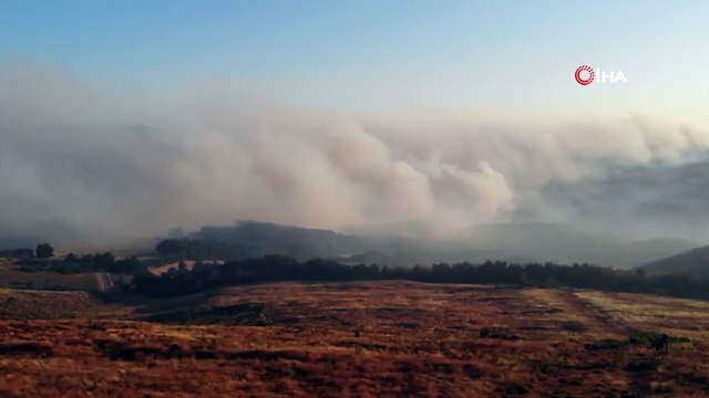 Çanakkale'deki orman yangını dron ile havadan görüntülendi