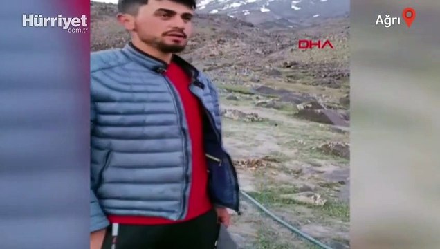 Ağrı Dağı'nda buzullar eridi, sel suları kayaları sürükledi