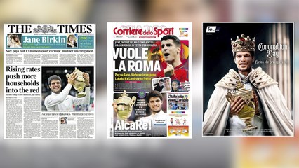 Las portadas de la prensa internacional tras la victoria de Alcaraz en Wimbledon